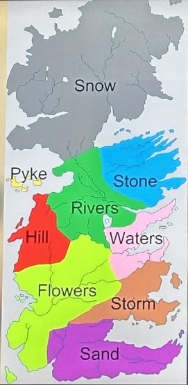 Map of Surnames for people born out of wedlock in the Game of Thrones universe