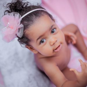 Little Black Girl baby with pink bow