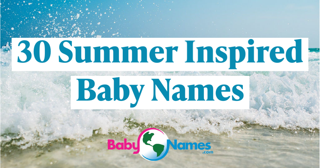 An image of a wave on a beach with the title Summer Inspired Baby Names.