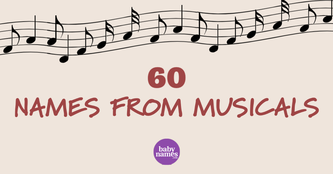 There is a measure of sheet music and the title 60 names from musicals