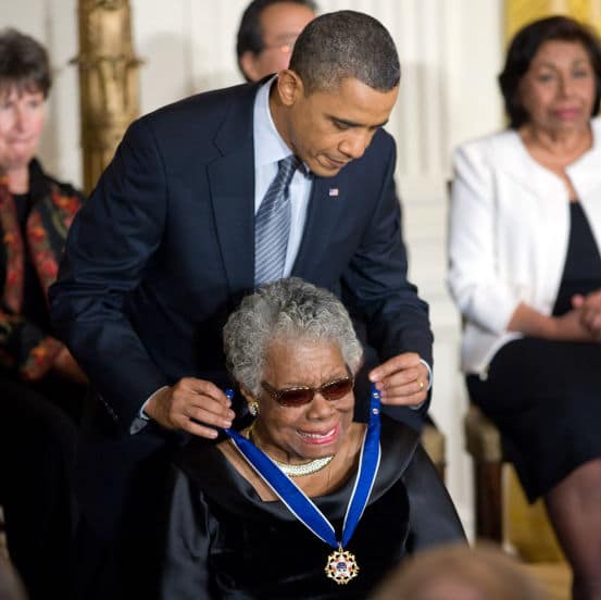 U.S. president Barack Obama presenting Angelou with the Presidential Medal of Freedom