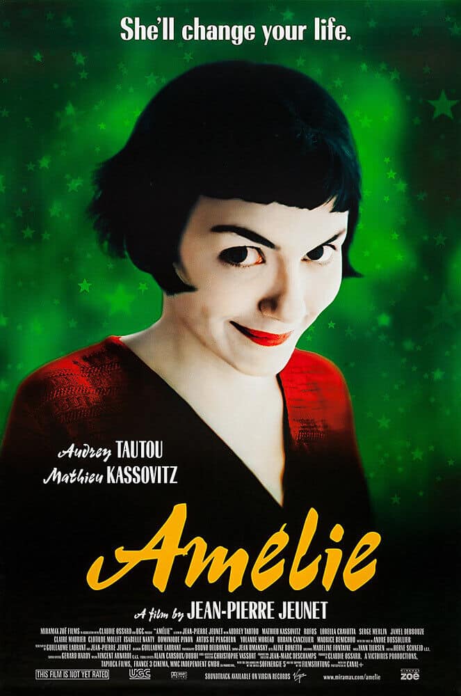 Amelie movie poster with brunette woman smiling