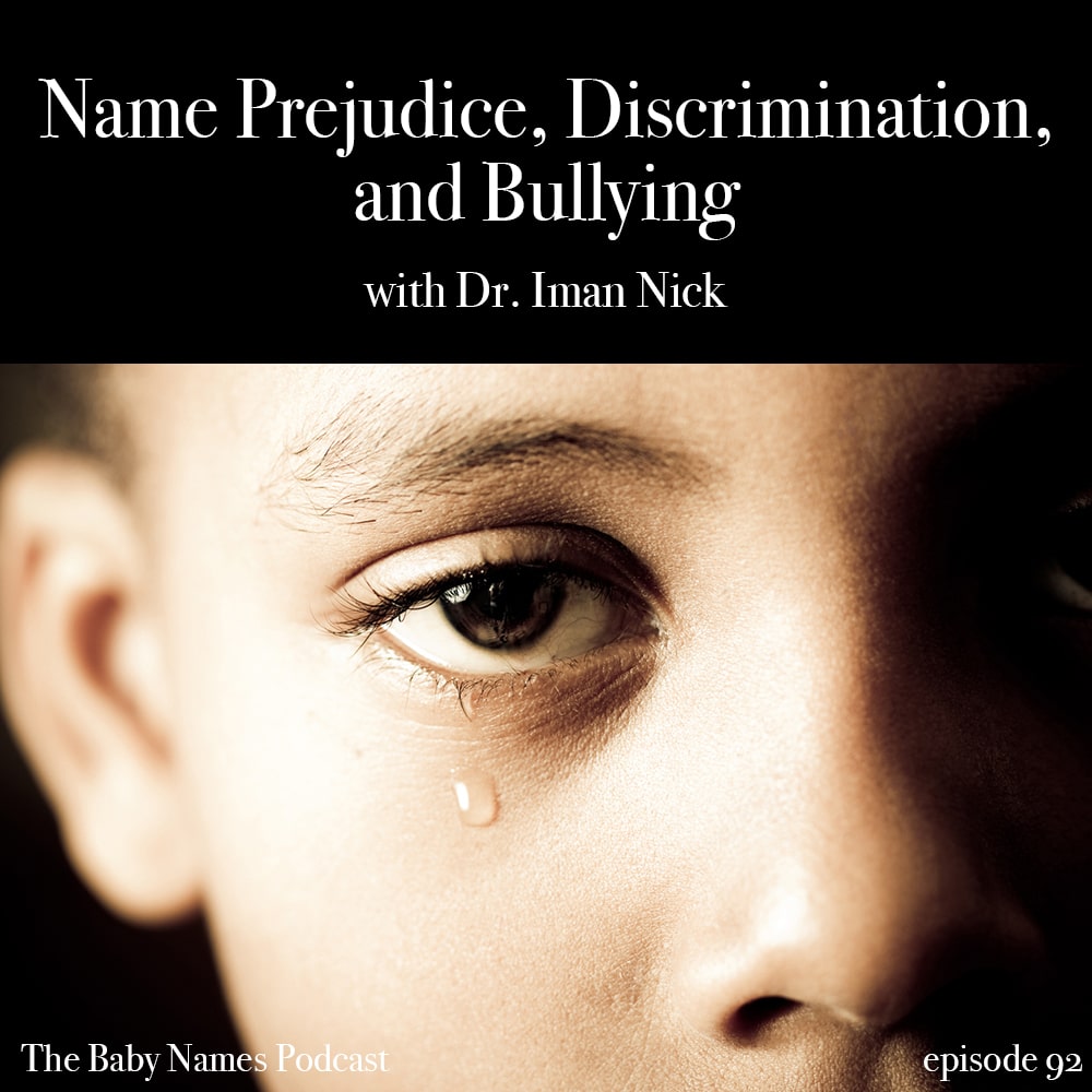 Name Prejudice, Discrimination, and Bullying with black child's face, crying