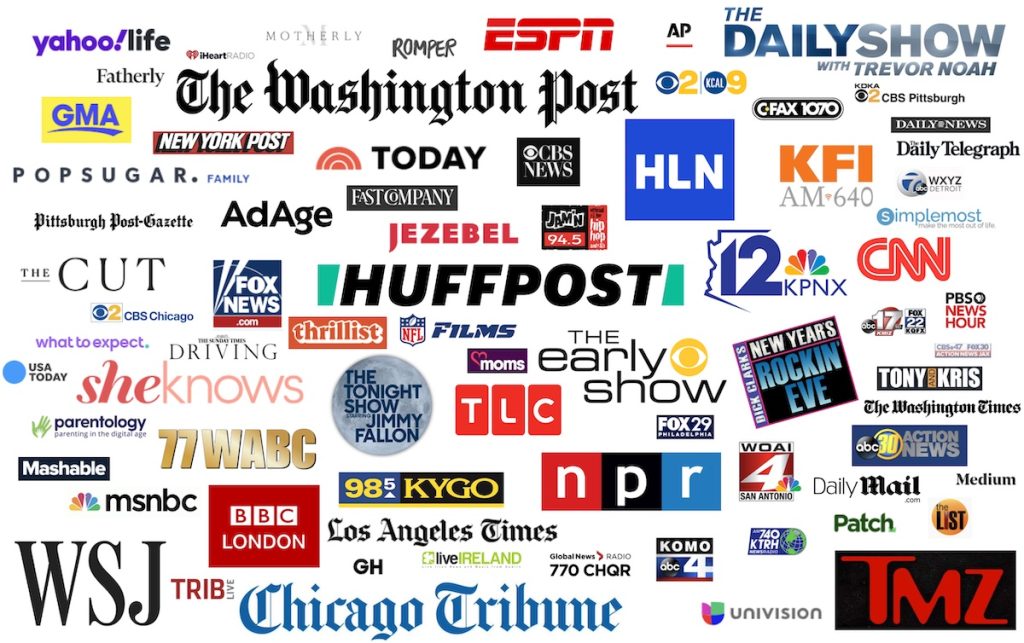 over 40 various media logos
